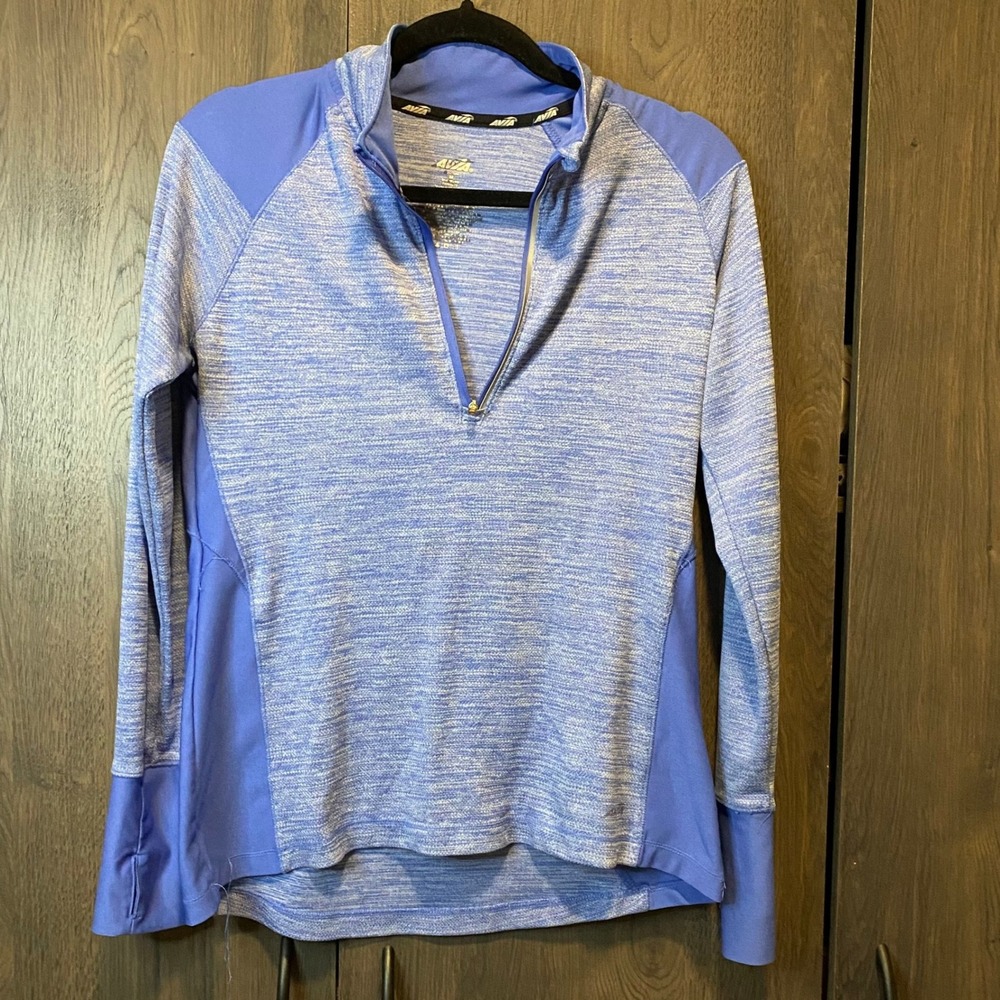 Avia Womens Quarter Zip‎ Space Dye Pullover Blue Size M Thumbholes
